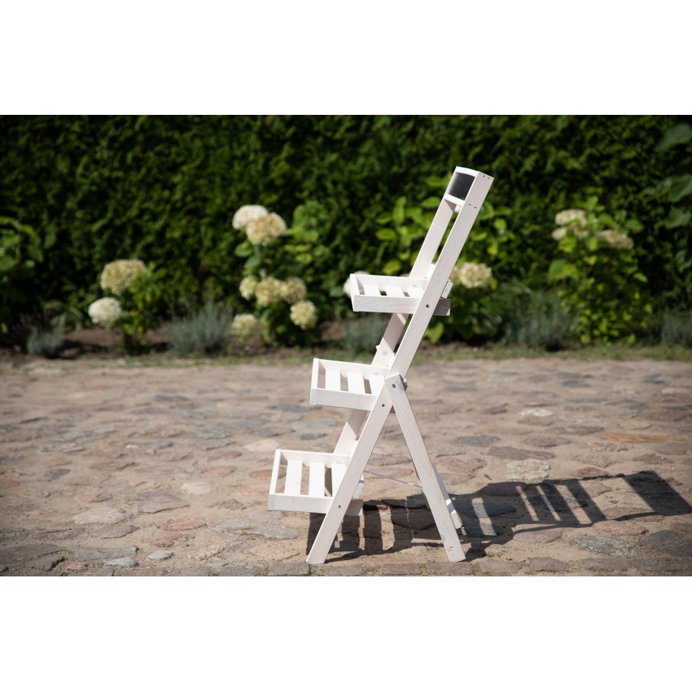 Drewniana etażerka na kwiaty /100x52x52 cm/ Wykończenie Białe