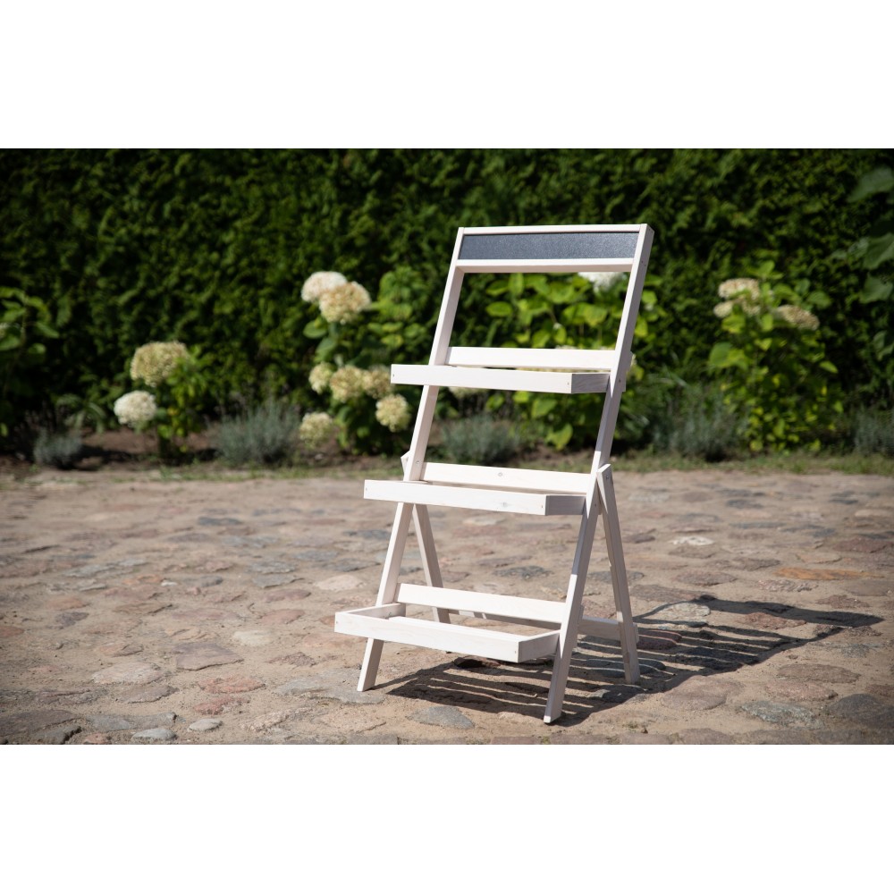 Drewniana etażerka na kwiaty /100x52x52 cm/ Wykończenie Białe