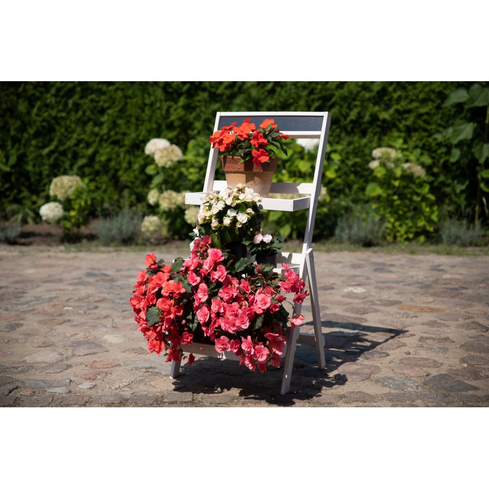 Drewniana etażerka na kwiaty /100x52x52 cm/ Wykończenie Białe