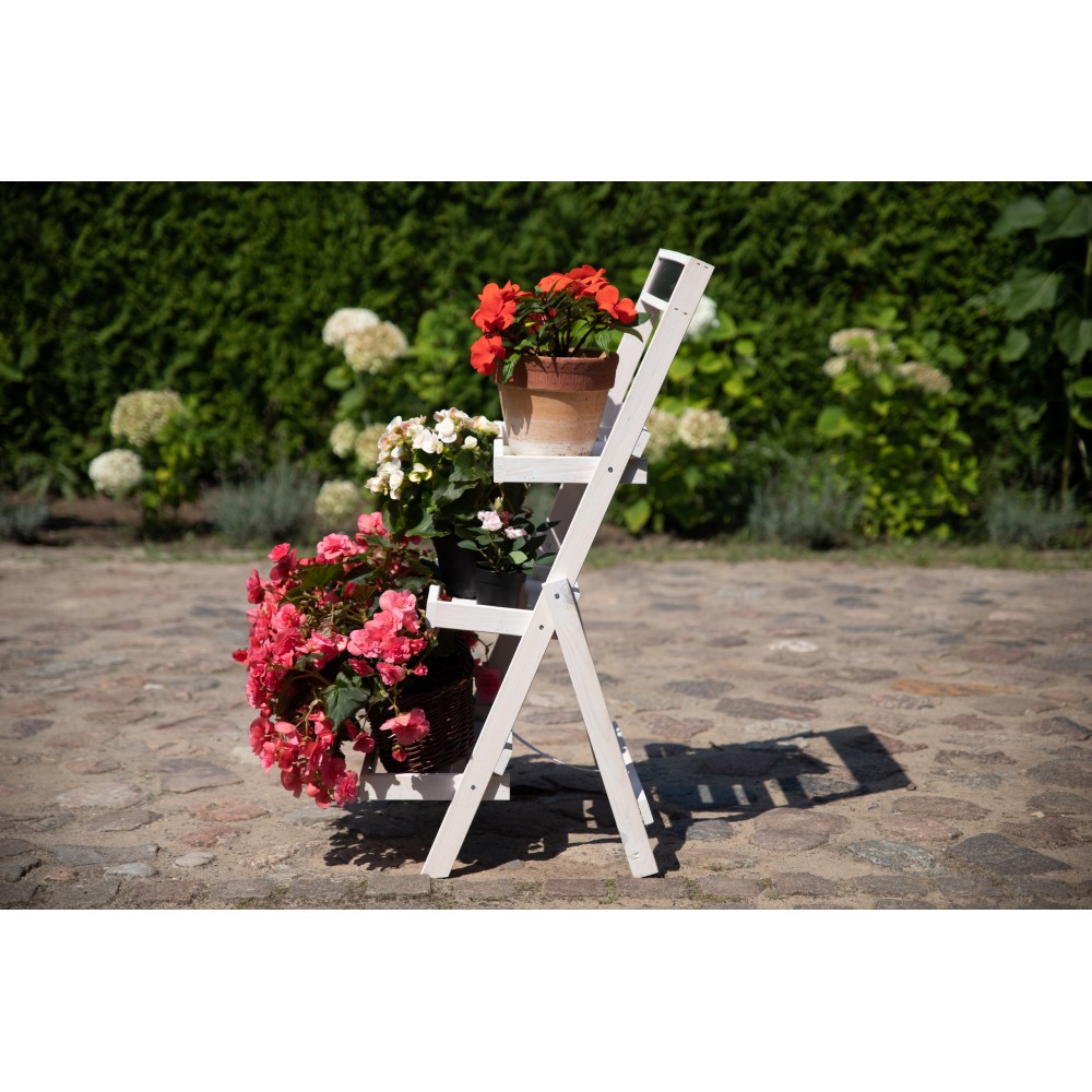 Drewniana etażerka na kwiaty /100x52x52 cm/ Wykończenie Białe