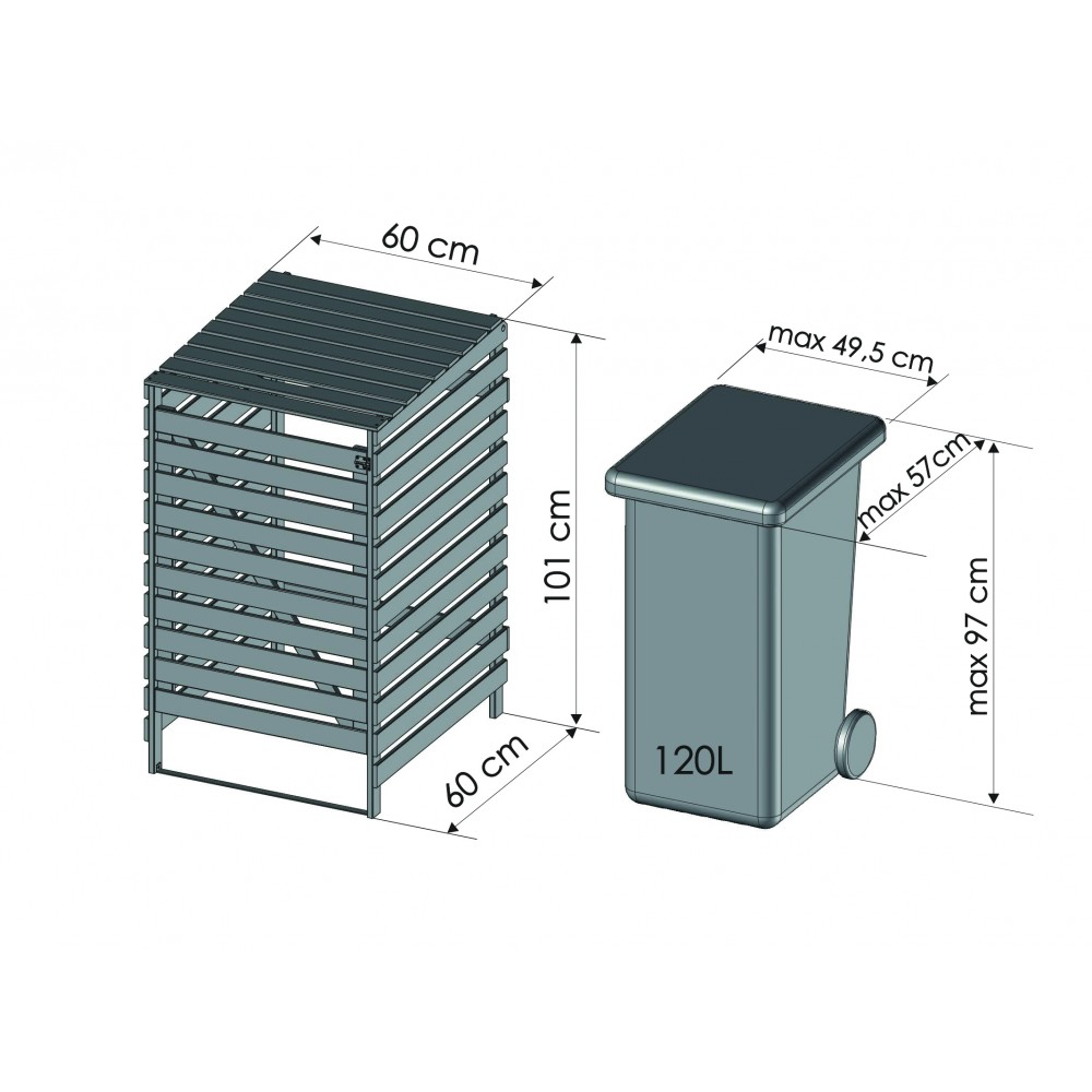 Pojedyncza obudowa na kosze OBK 1x120L Brązowa