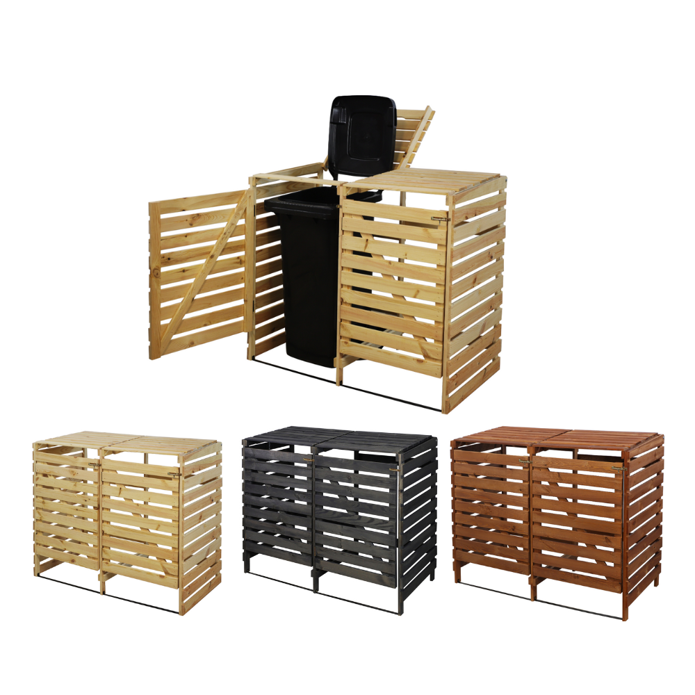 Podwójna obudowa na kosze OBK 2x120L Naturalna