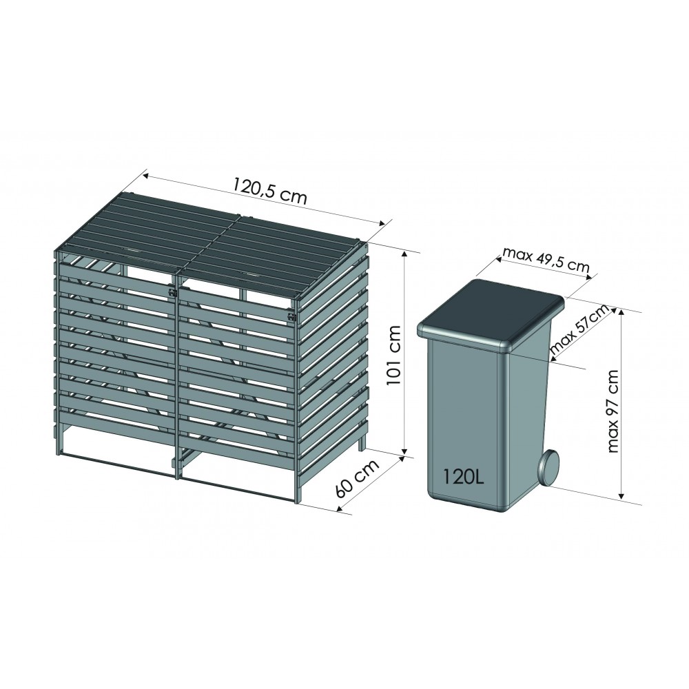 Podwójna obudowa na kosze OBK 2x120L Antracytowa