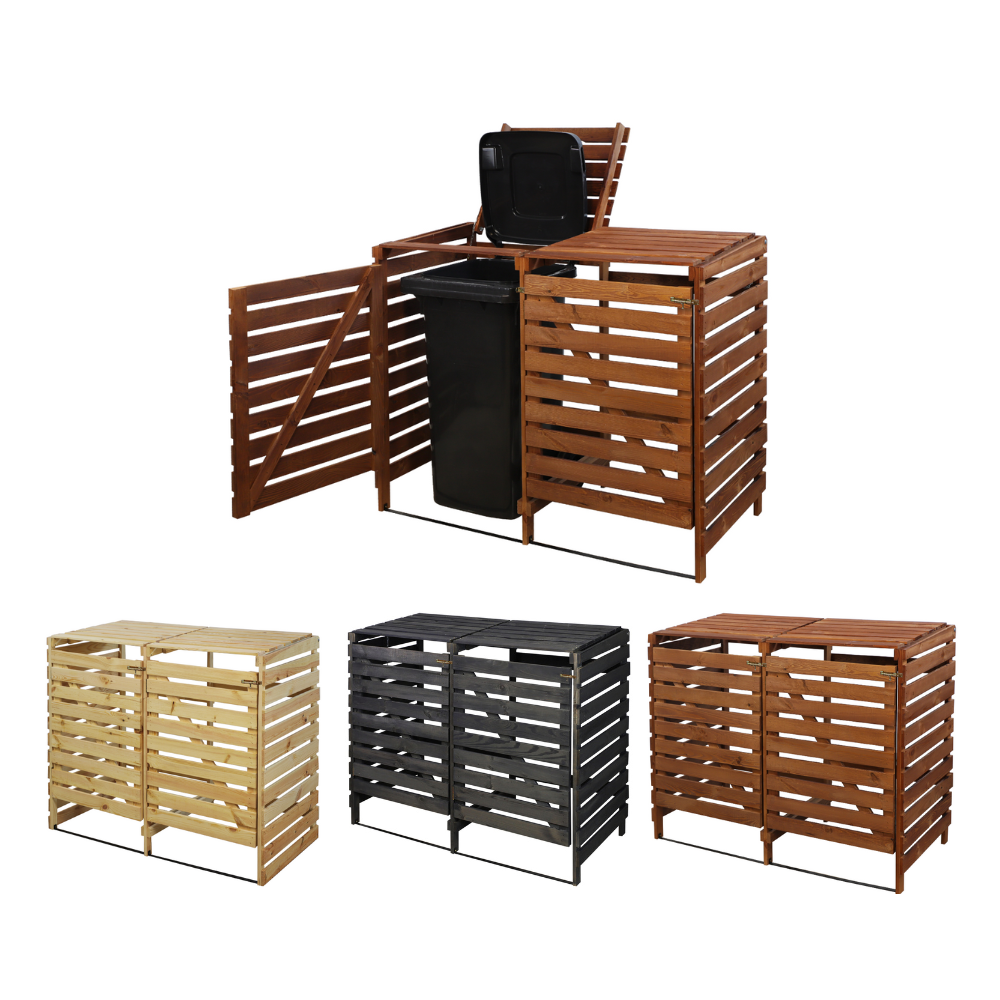 Podwójna obudowa na kosze OBK 2x120L Brązowa