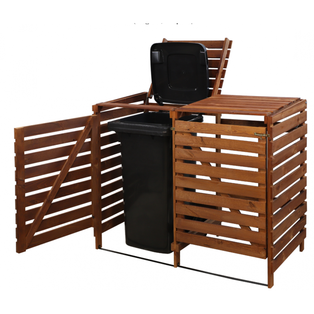 Podwójna obudowa na kosze OBK 2x120L Brązowa