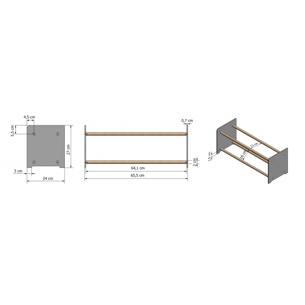 2-półkowy regał na obuwie RBS /szer.90 cm/ Brąz-Biel