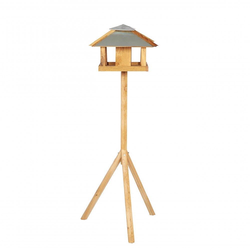 Karmnik dla ptaków z nóżką i dozownikiem KD - daszek czterospadowy