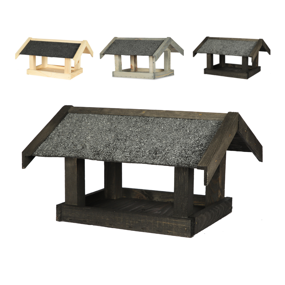 Karmnik dla ptaków KS z dachem dwuspadowym - Czarny