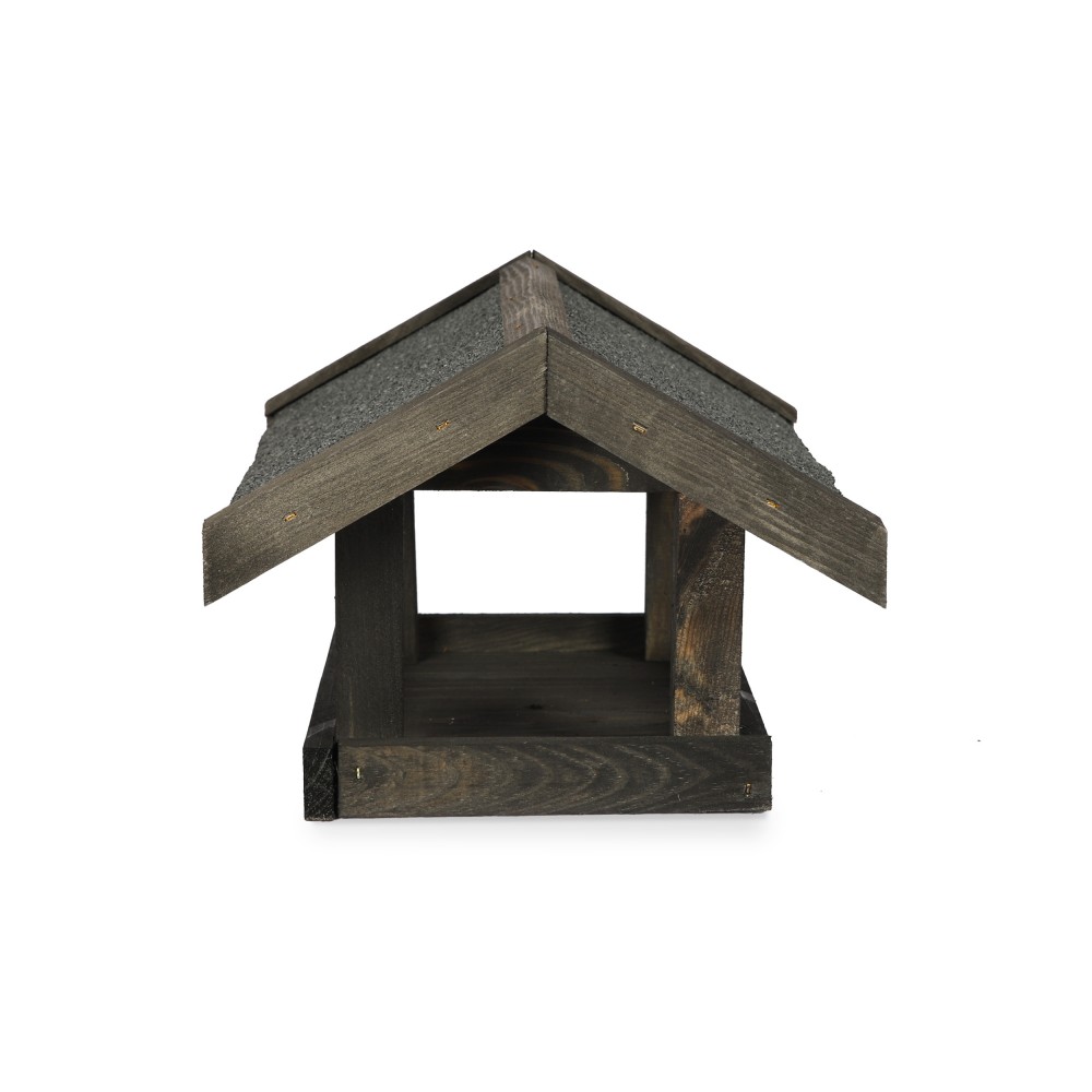 Karmnik dla ptaków KS z dachem dwuspadowym - Czarny