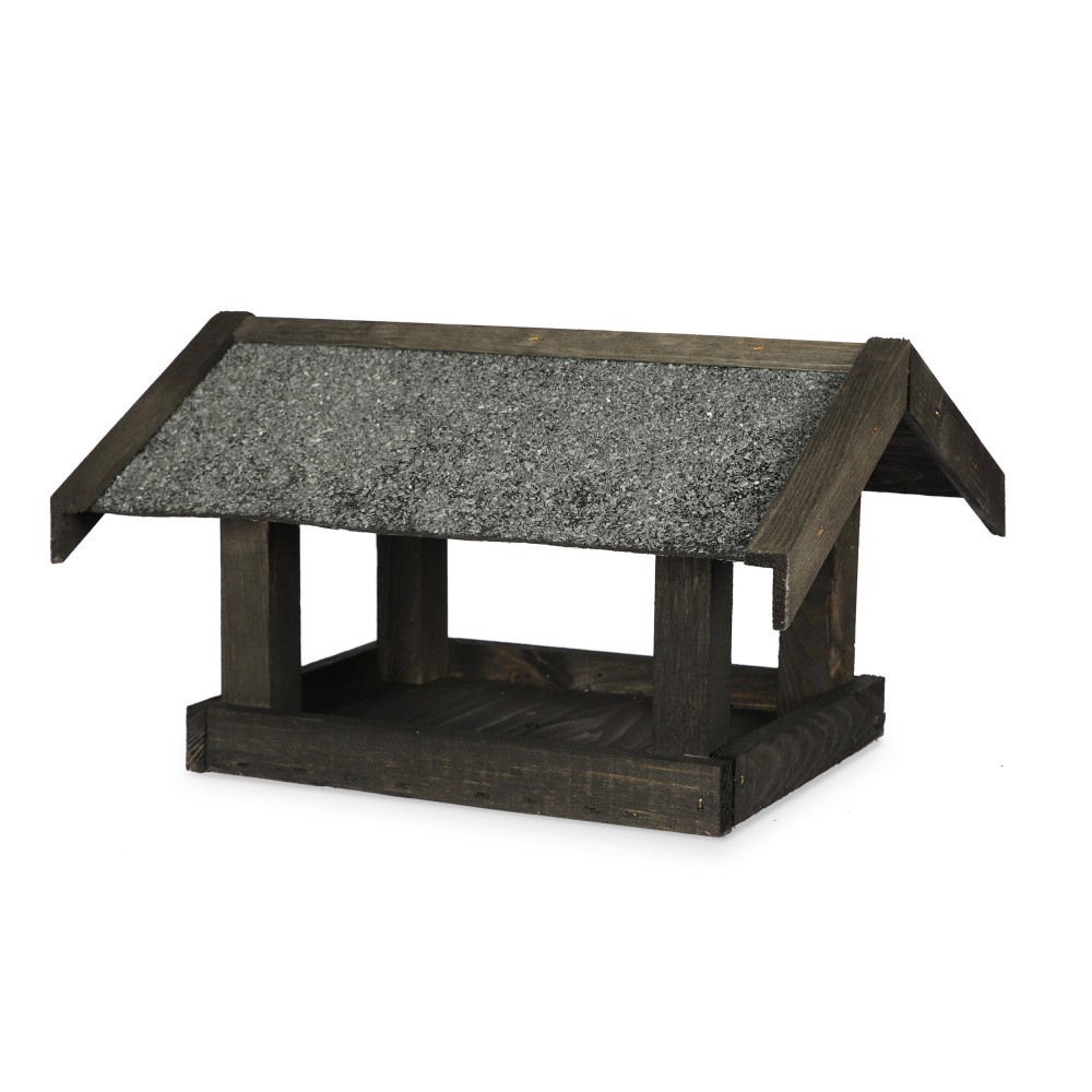 Karmnik dla ptaków KS z dachem dwuspadowym - Czarny