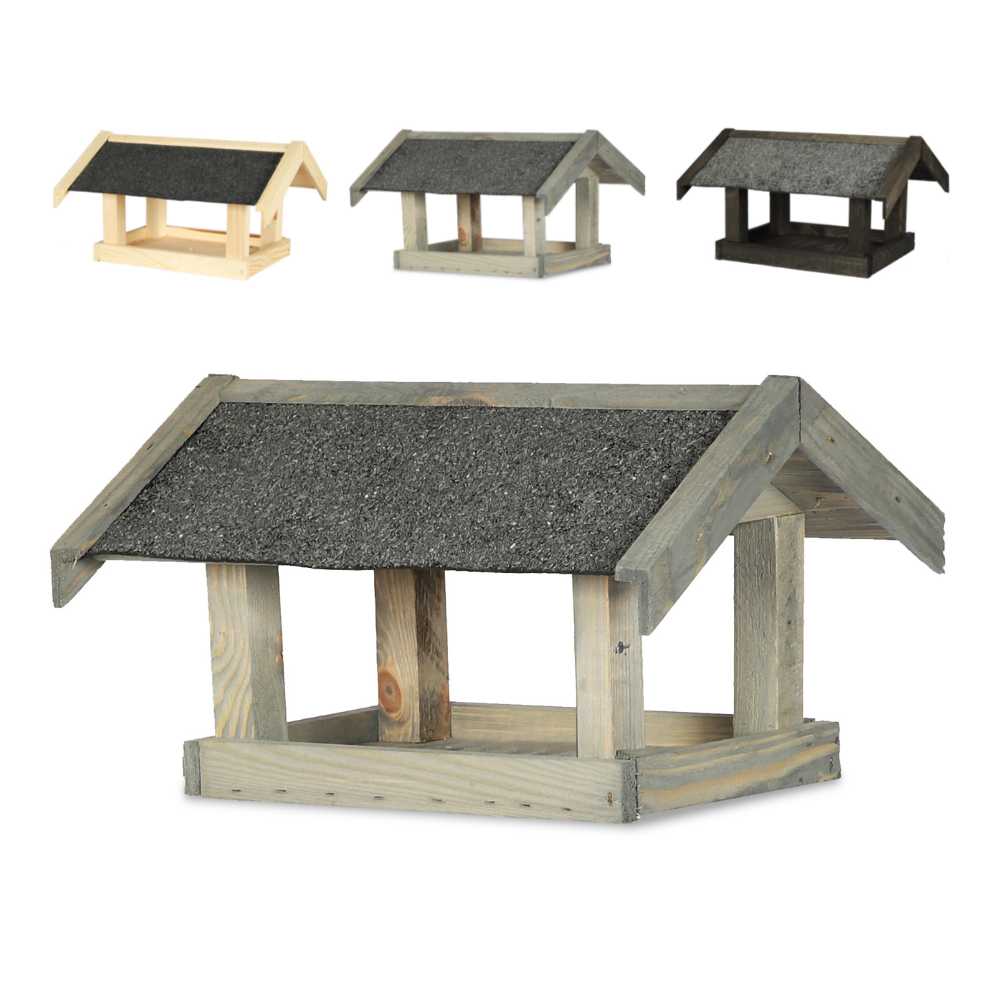 Karmnik dla ptaków KS z dachem dwuspadowym - Szary