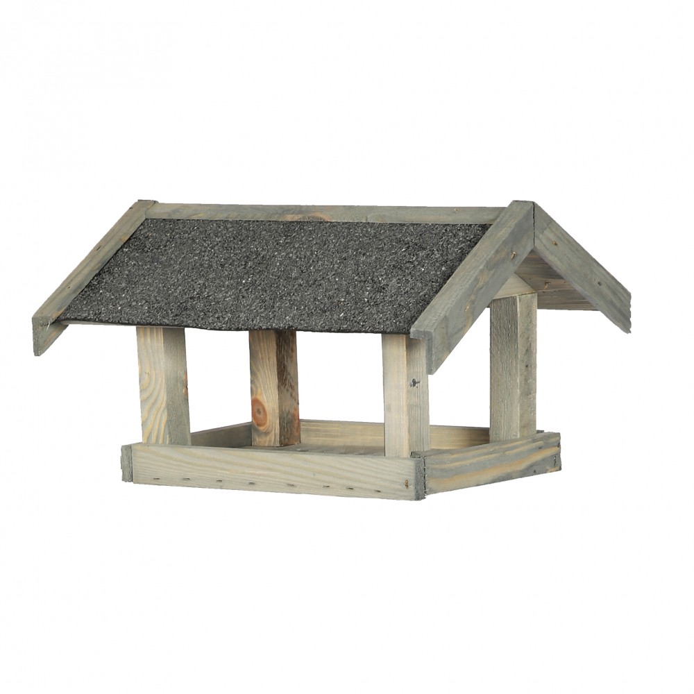 Karmnik dla ptaków KS z dachem dwuspadowym - Szary