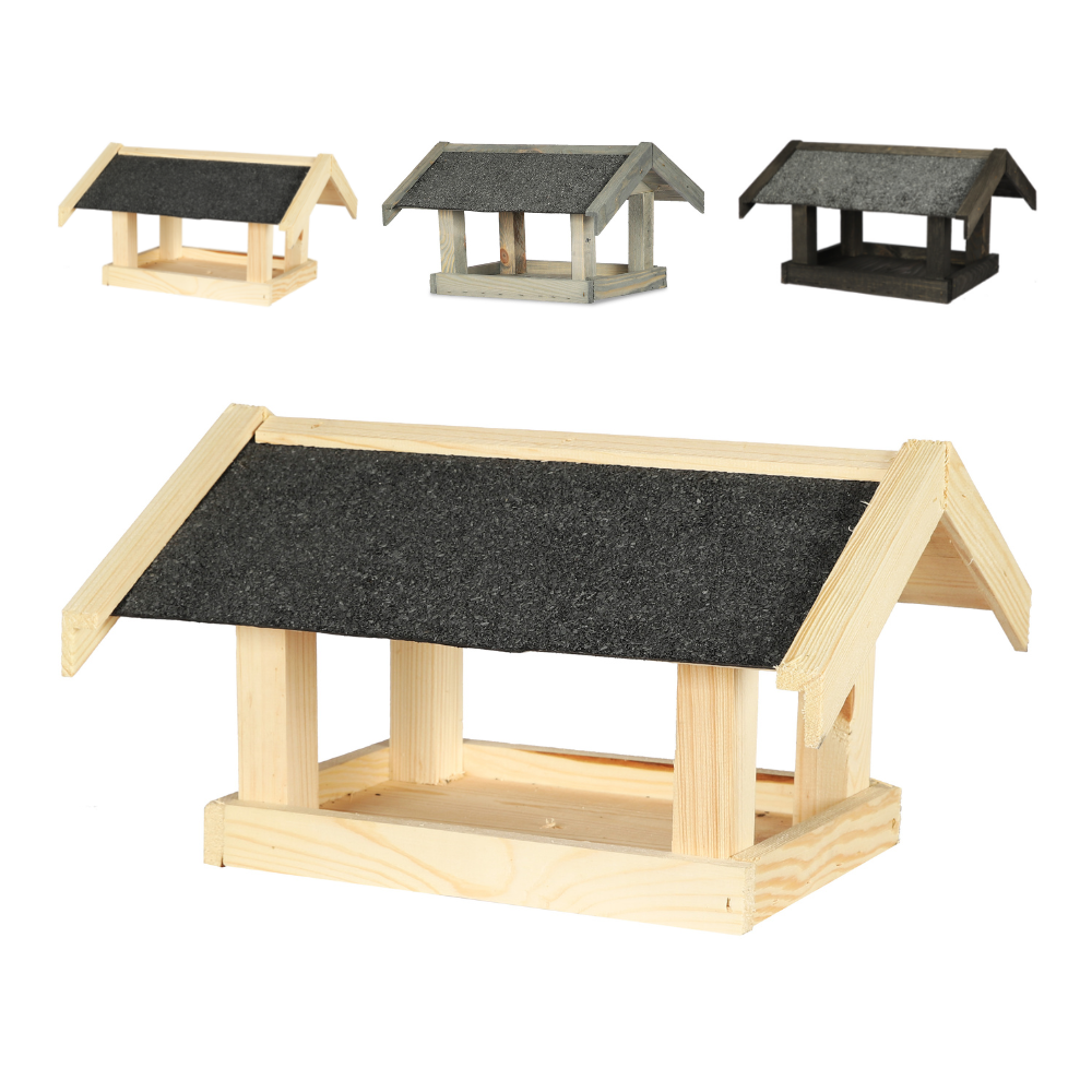 Karmnik dla ptaków KS z dachem dwuspadowym - Naturalny