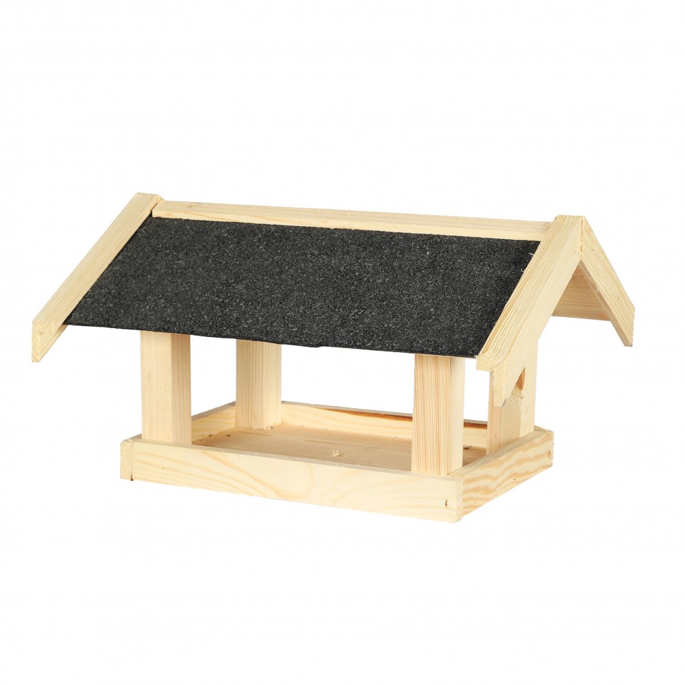 Karmnik dla ptaków KS z dachem dwuspadowym - Naturalny