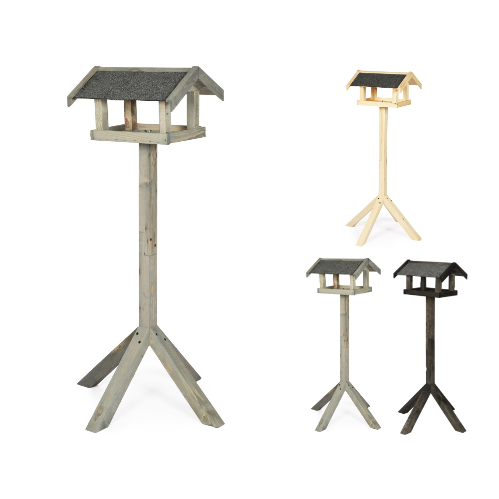 Szary karmnik z dachem dwuspadowym KS / nogi kwadrat