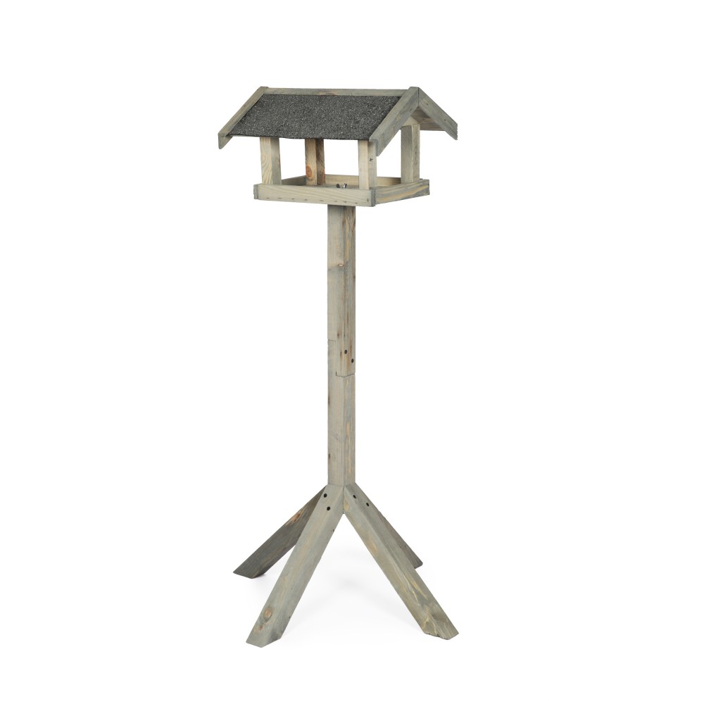 Szary karmnik z dachem dwuspadowym KS / nogi kwadrat