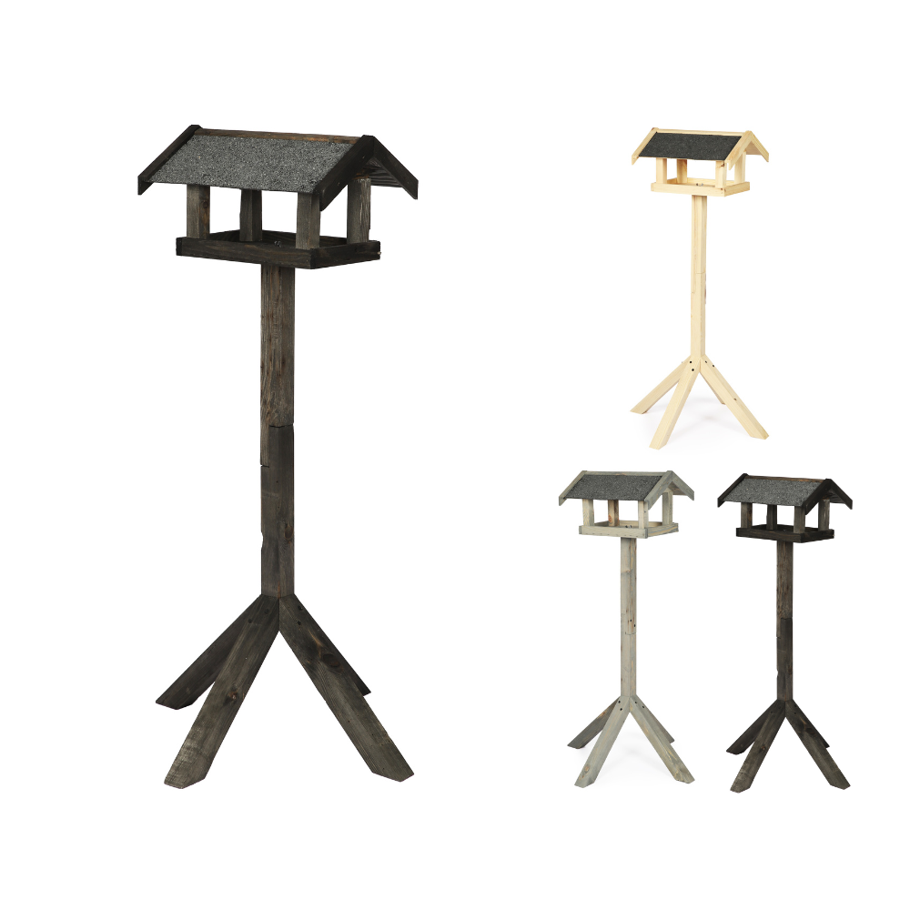 Czarny karmnik z dachem dwuspadowym KS / nogi kwadrat