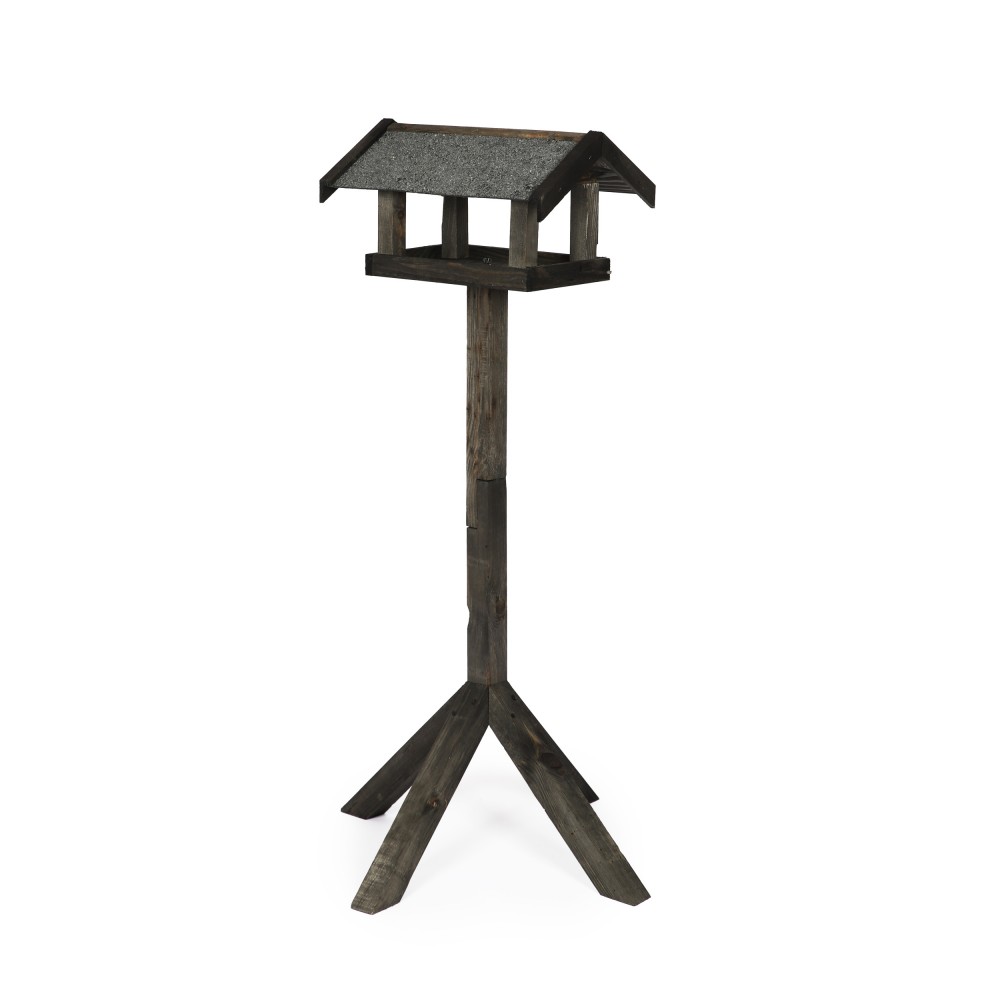 Czarny karmnik z dachem dwuspadowym KS / nogi kwadrat