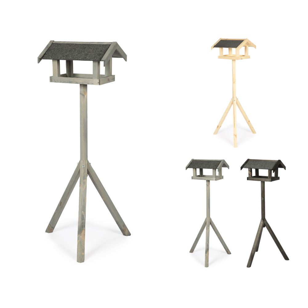 Szary karmnik z dachem dwuspadowym KS / nogi sześciokąt