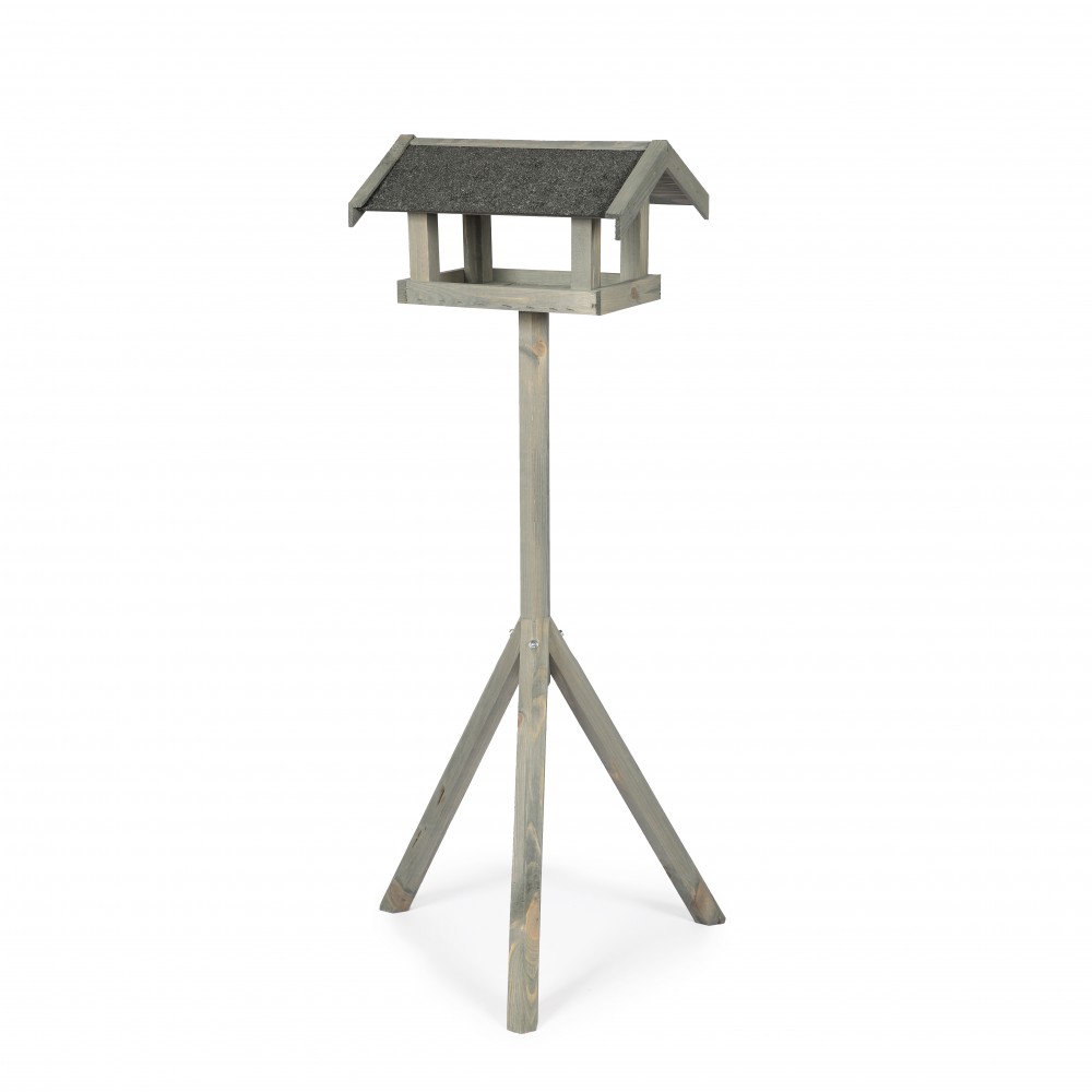 Szary karmnik z dachem dwuspadowym KS / nogi sześciokąt