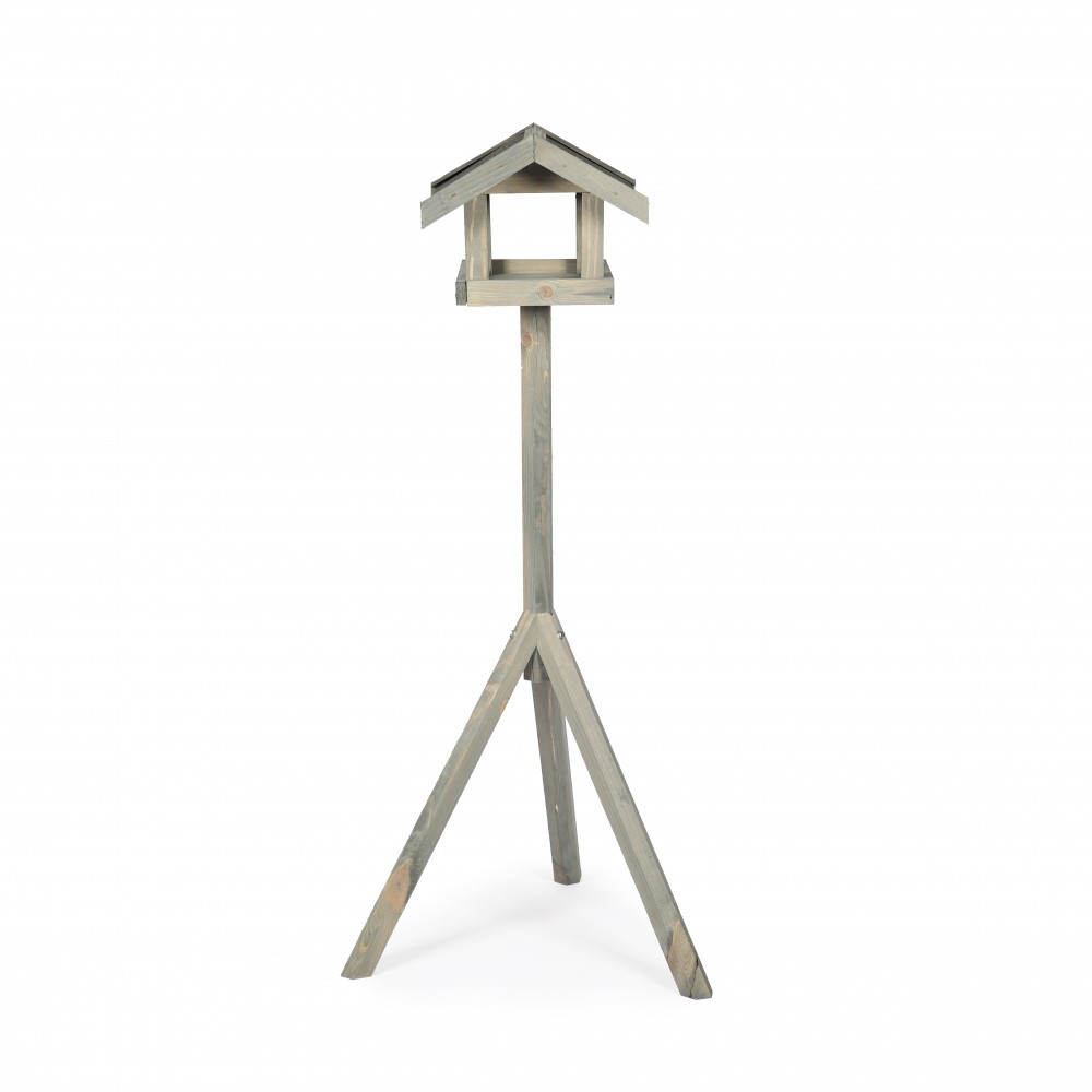 Szary karmnik z dachem dwuspadowym KS / nogi sześciokąt