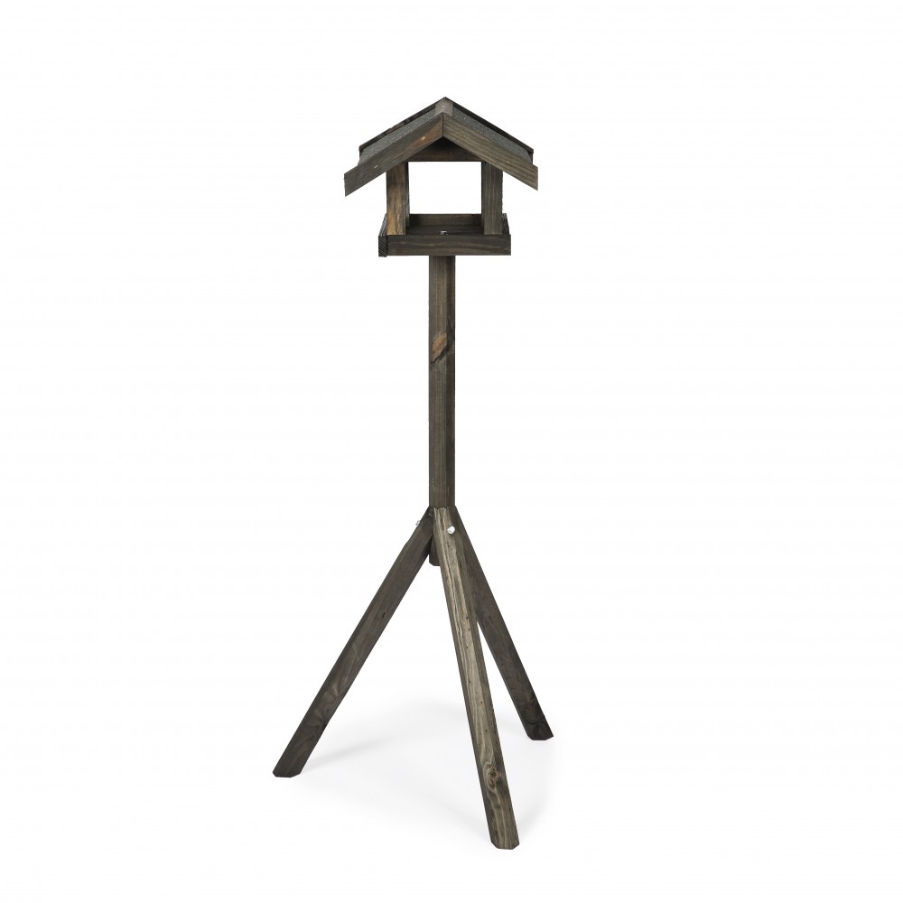 Czarny karmnik z dachem dwuspadowym KS / nogi sześciokąt