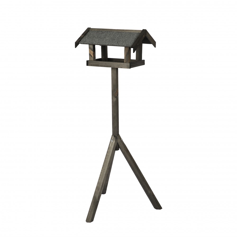 Czarny karmnik z dachem dwuspadowym KS / nogi sześciokąt