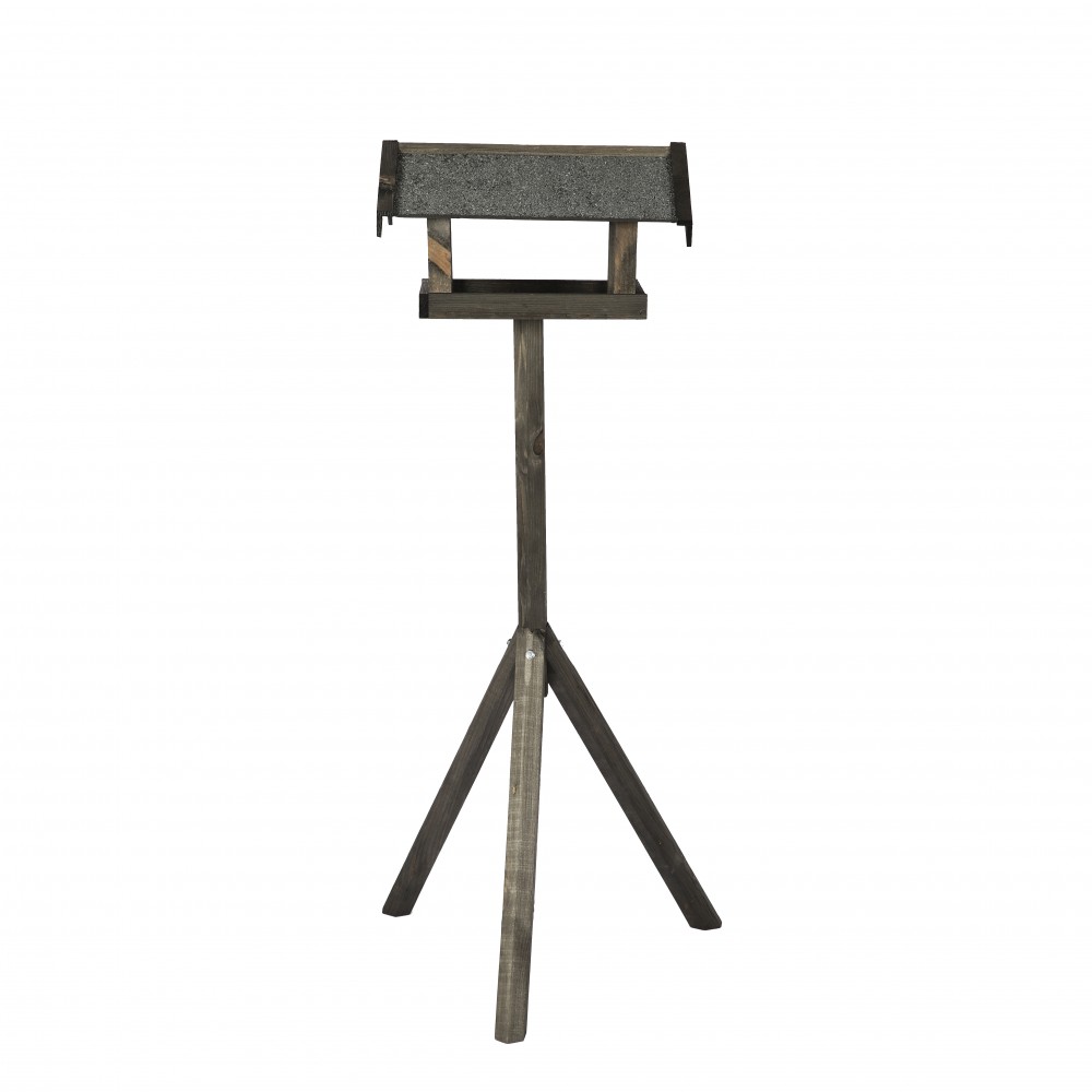 Czarny karmnik z dachem dwuspadowym KS / nogi sześciokąt