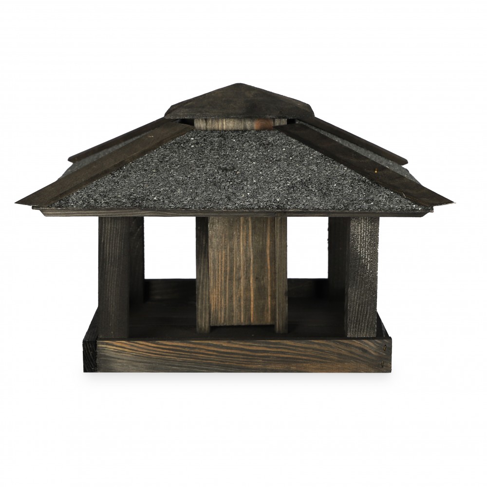 Czterospadowy karmnik dla ptaków z dozownikiem KS - Czarny