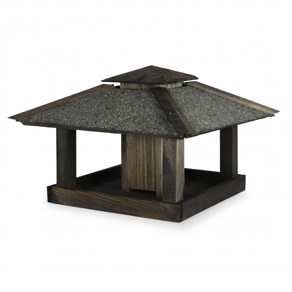 Czterospadowy karmnik dla ptaków z dozownikiem KS - Czarny