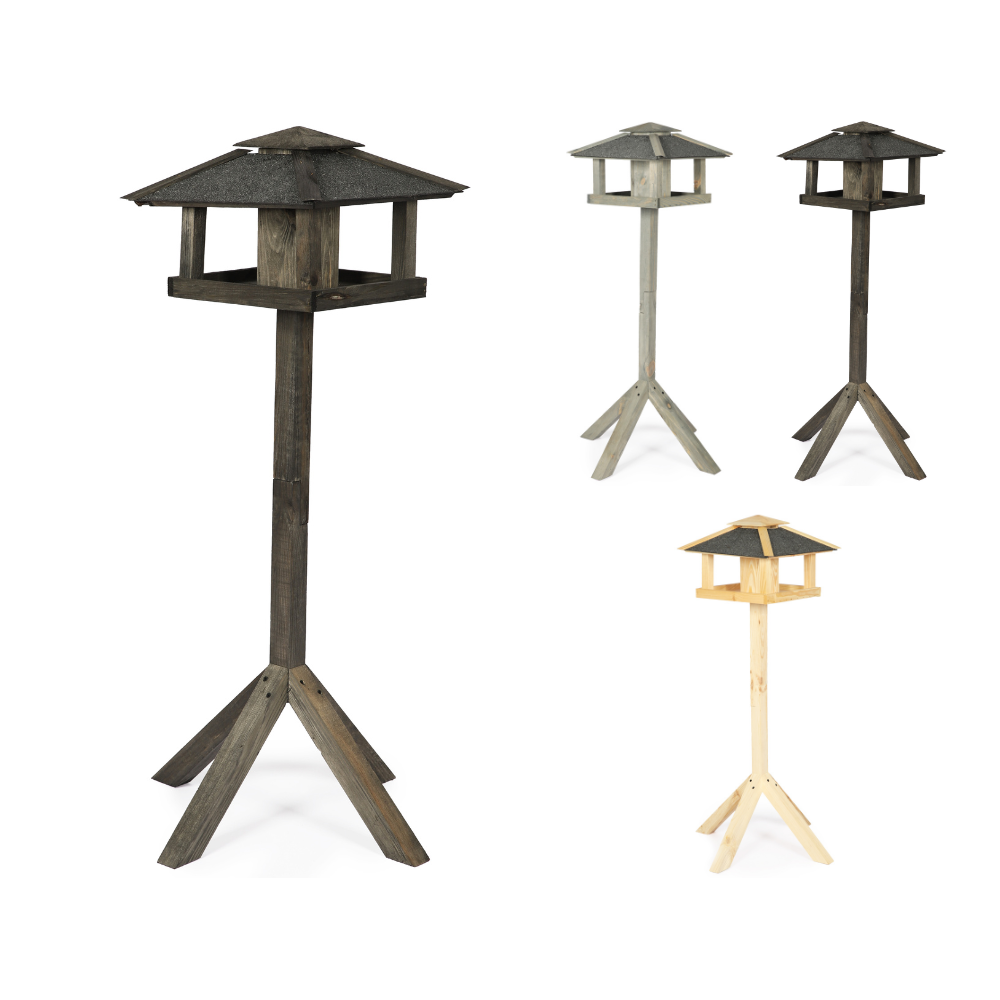 Czarny karmnik z dachem czterospadowym KS / nogi kwadrat