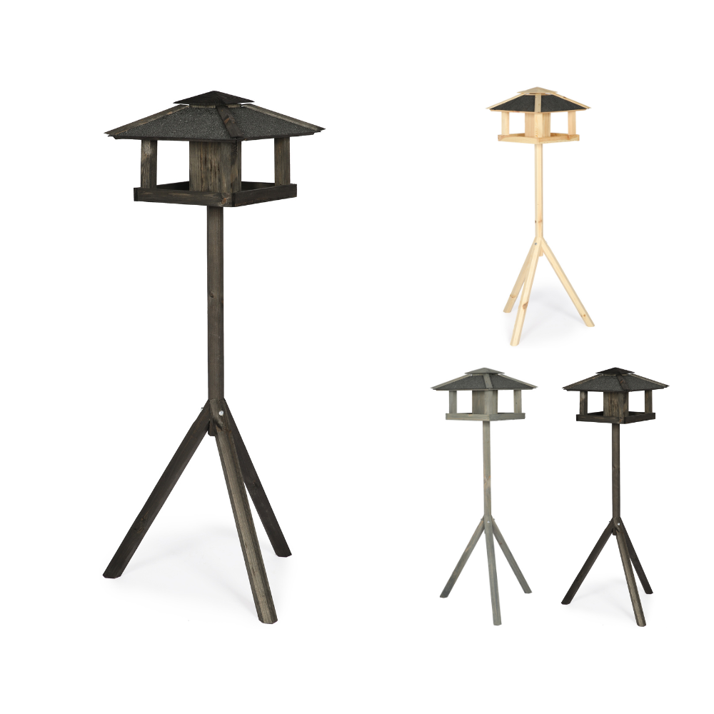 Czarny karmnik z dachem czterospadowym KS / nogi sześciokąt