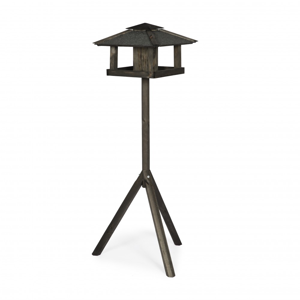 Czarny karmnik z dachem czterospadowym KS / nogi sześciokąt