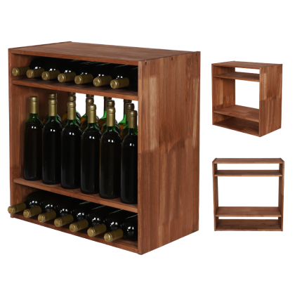 Modułowy Regał na Wino RW61 (2 Półki Pełne) – Brązowe Drewno