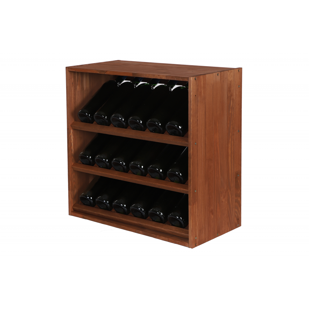 Modułowy Regał na Wino RW61 (3 Ukośne Leżnie) – Brązowe Drewno