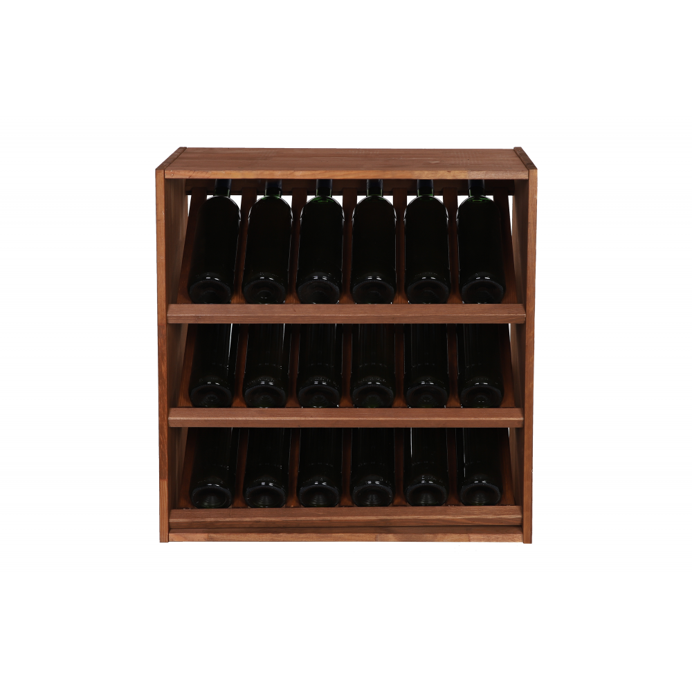 Modułowy Regał na Wino RW61 (3 Ukośne Leżnie) – Brązowe Drewno