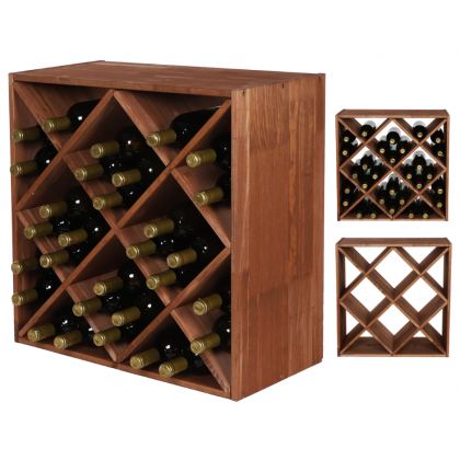 Modułowy Regał na Wino RW61 (Półki X4) – Brązowe Drewno