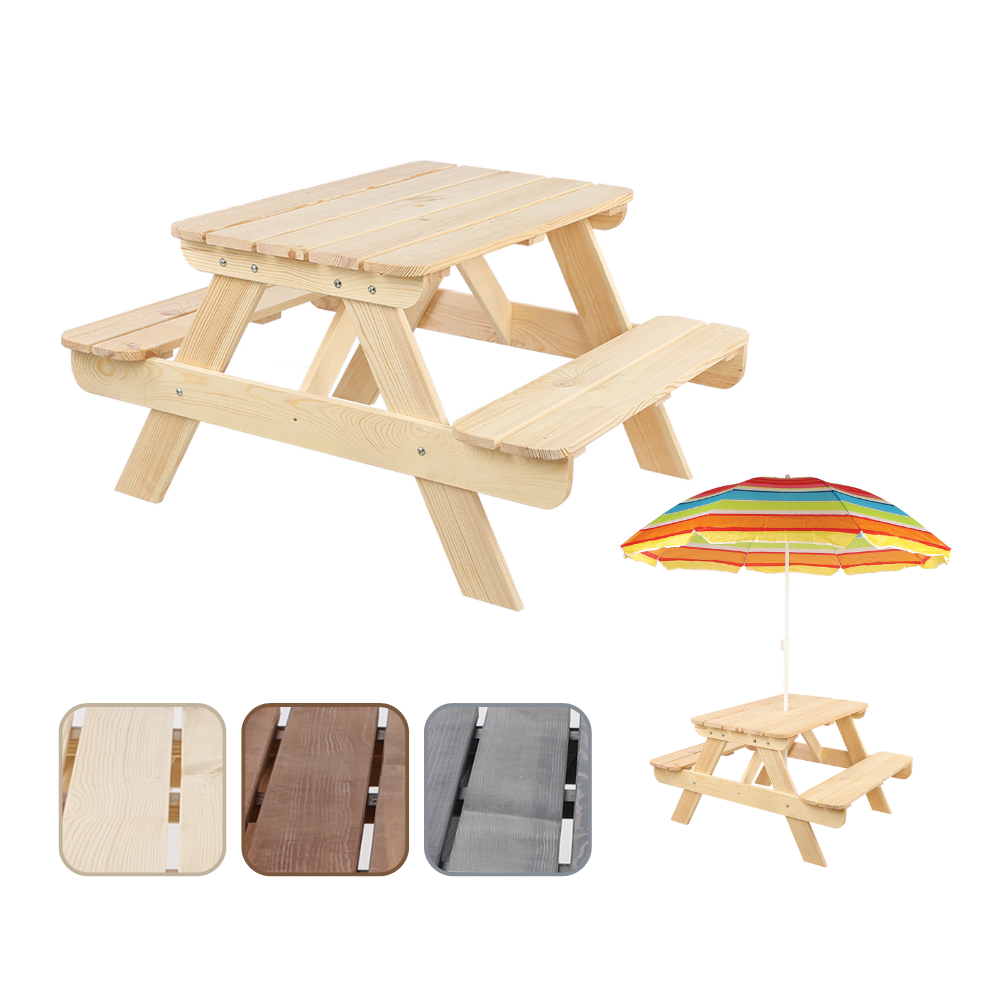 Stół piknikowy z otworem na parasol SPD/80cm - Naturalny