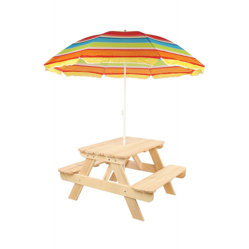 Stół piknikowy z otworem na parasol SPD/80cm - Naturalny