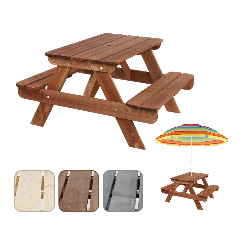 Stół piknikowy z otworem na parasol SPD/80cm - Brązowy