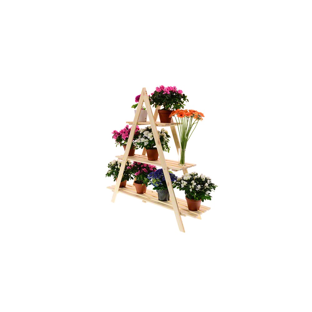 Drewniany Kwietnik 107x101x26 cm – RP/  3- poziomowy/ Naturalny