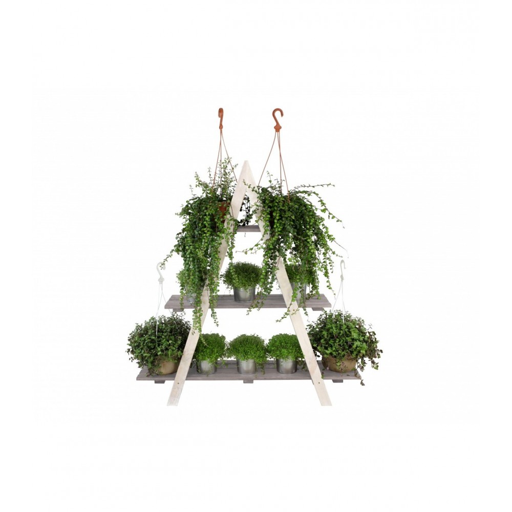 Drewniany Kwietnik 107x101x26 cm – RP/  3- poziomowy/ Biało-Szary