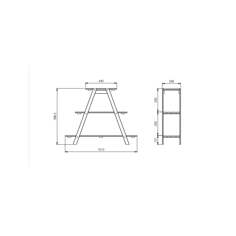 Drewniany Kwietnik 79x101x26 cm – RP/  3- poziomowy/ Szary