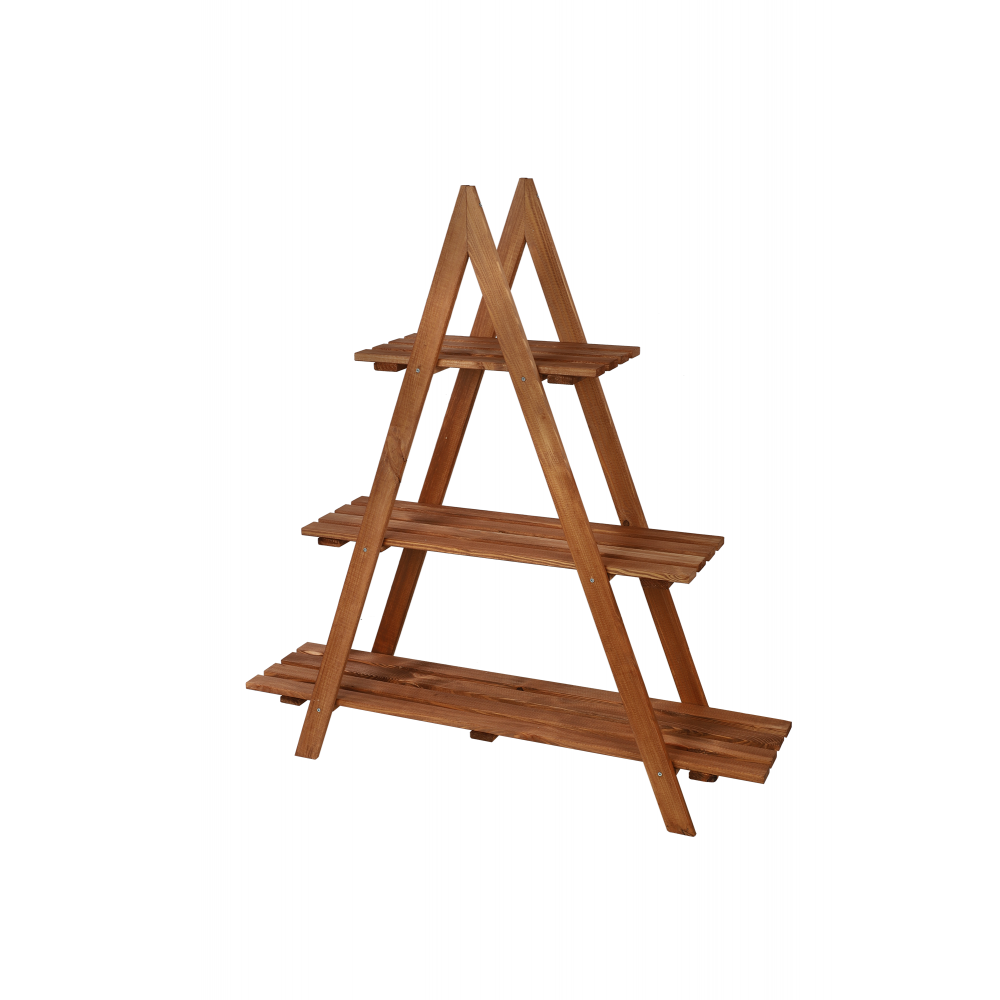 Drewniany Kwietnik 107x101x26 cm – RP/  3- poziomowy/ Brązowy