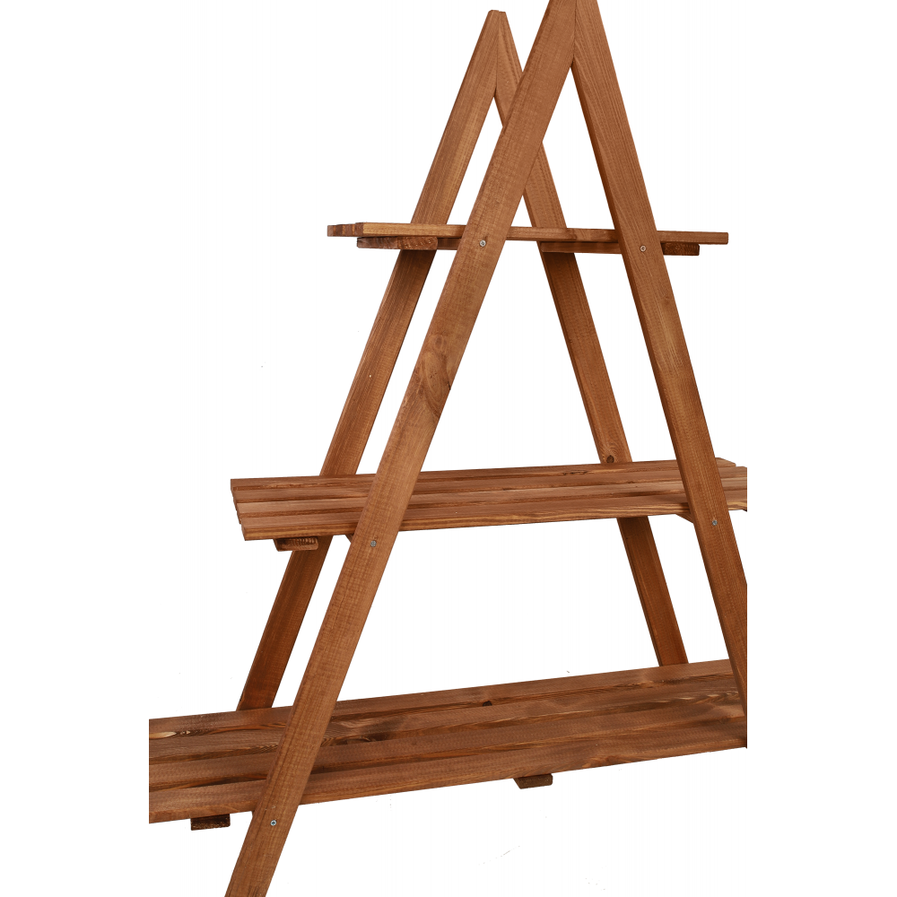 Drewniany Kwietnik 107x101x26 cm – RP/  3- poziomowy/ Brązowy