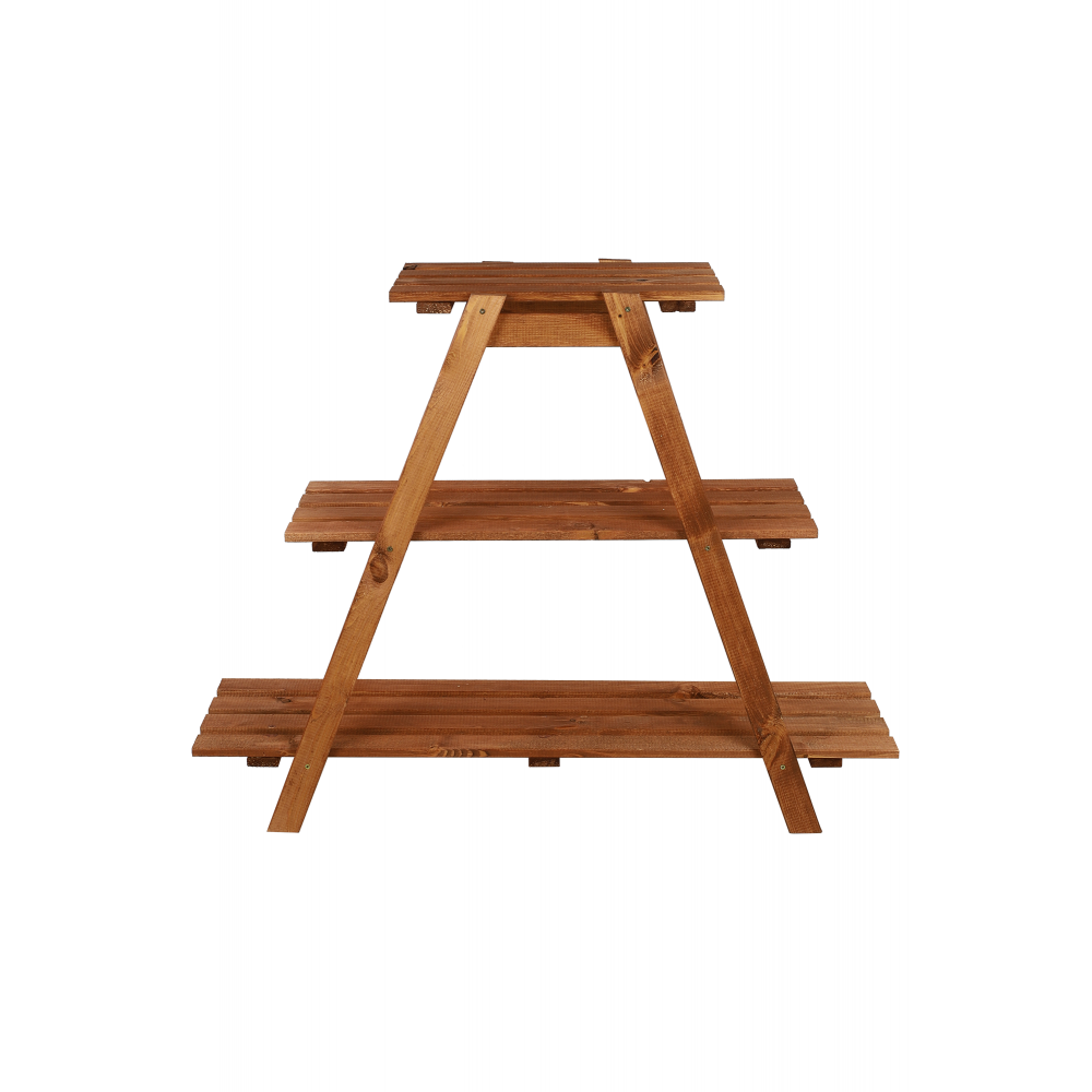 Drewniany Kwietnik 79x101x26 cm – RP/  3- poziomowy/ Brązowy