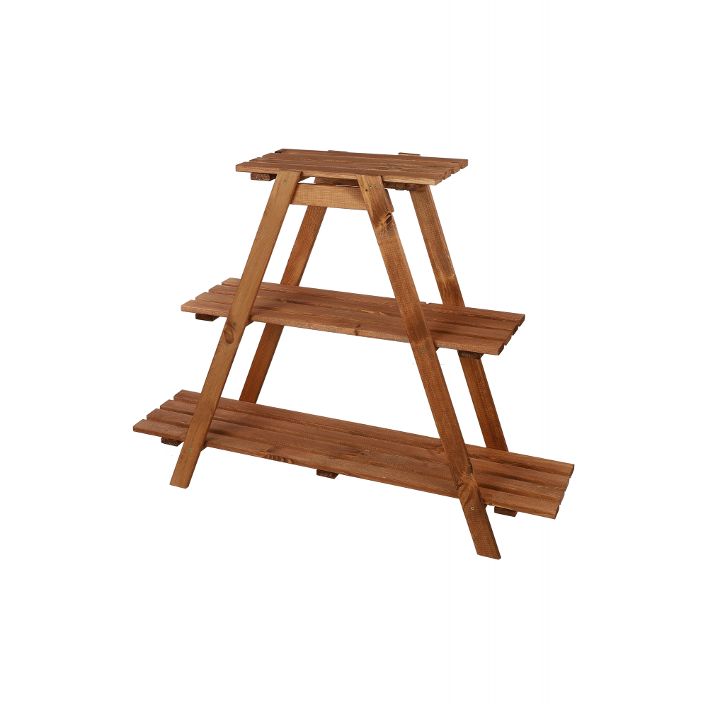 Drewniany Kwietnik 79x101x26 cm – RP/  3- poziomowy/ Brązowy