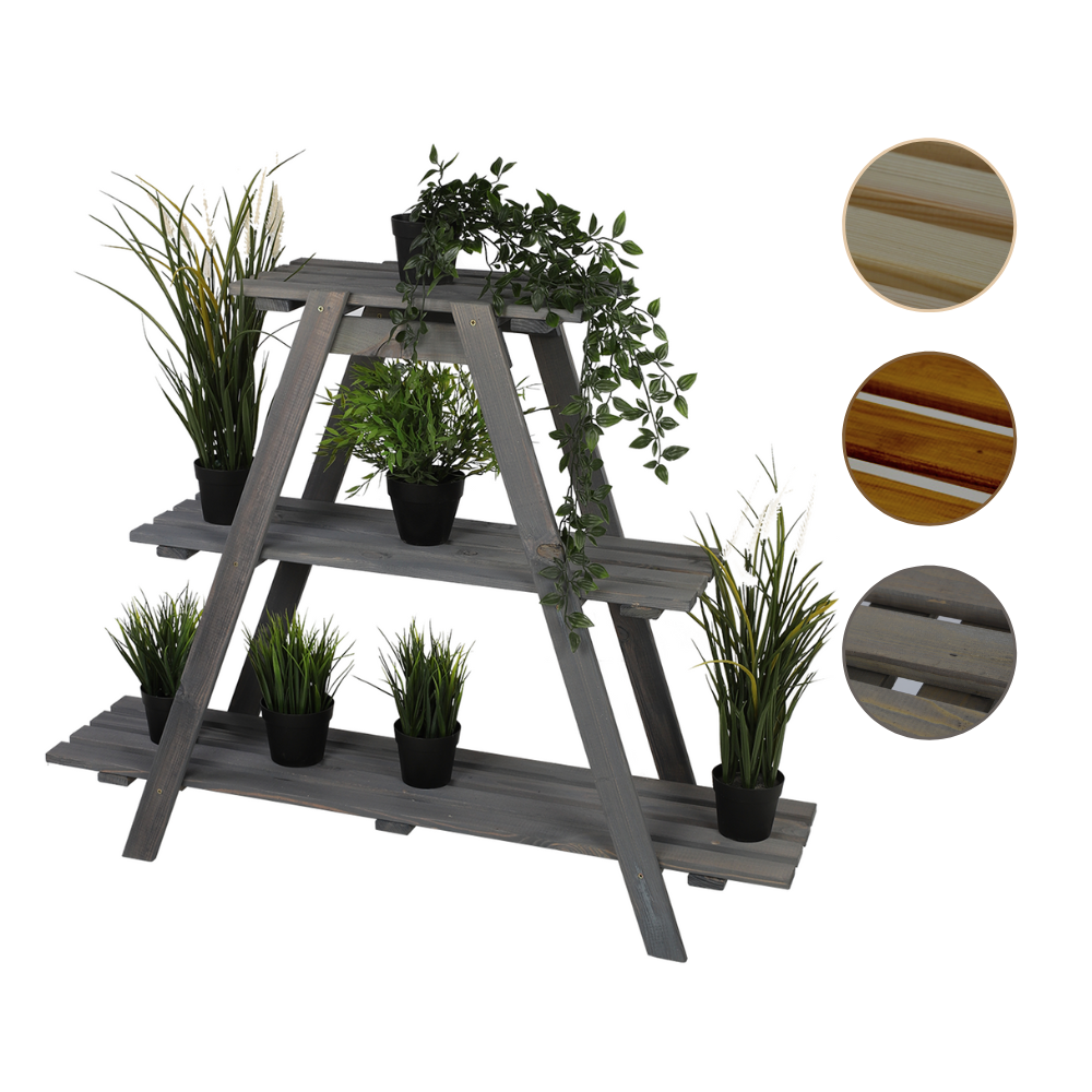 Drewniany Kwietnik 79x101x26 cm – RP/  3- poziomowy/ Szary