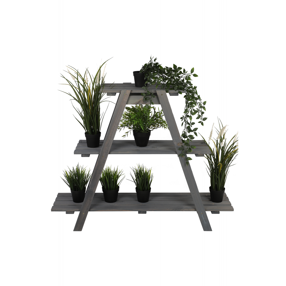 Drewniany Kwietnik 79x101x26 cm – RP/  3- poziomowy/ Szary