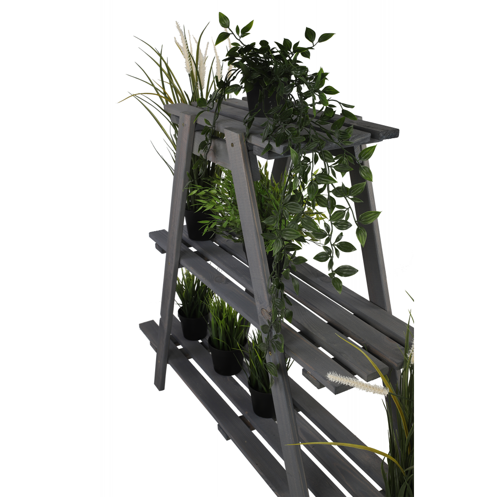 Drewniany Kwietnik 79x101x26 cm – RP/  3- poziomowy/ Szary